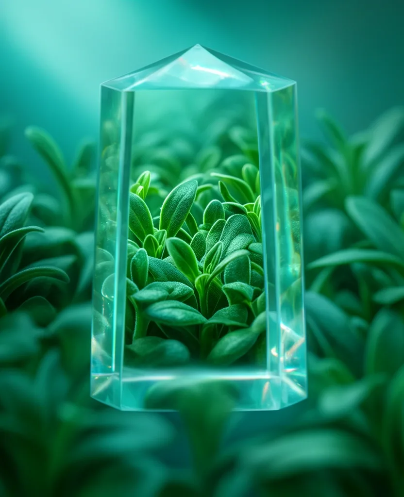 Botanical structure through crystalline glass